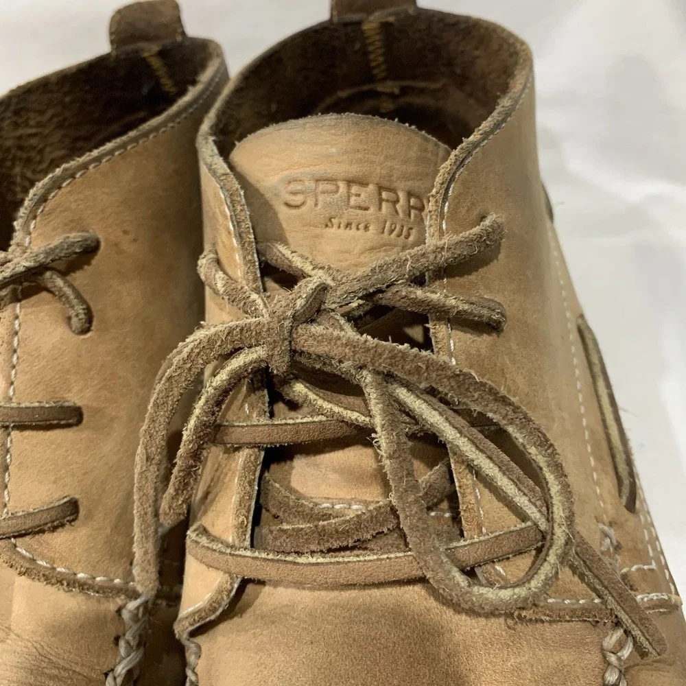 Sperry Top-Sider Tan Leather Moc Toe Chukka Ankle Boots Men's 11 M‎ Boat Shoes